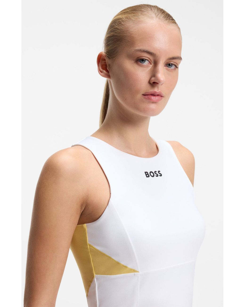 Boss Active Jurk Van Stretchjersey in het White