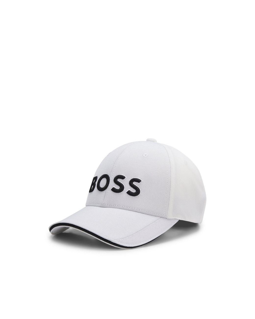 Boss White Knitted-Piqué Six-Panel Cap With Embroidered Logo for men
