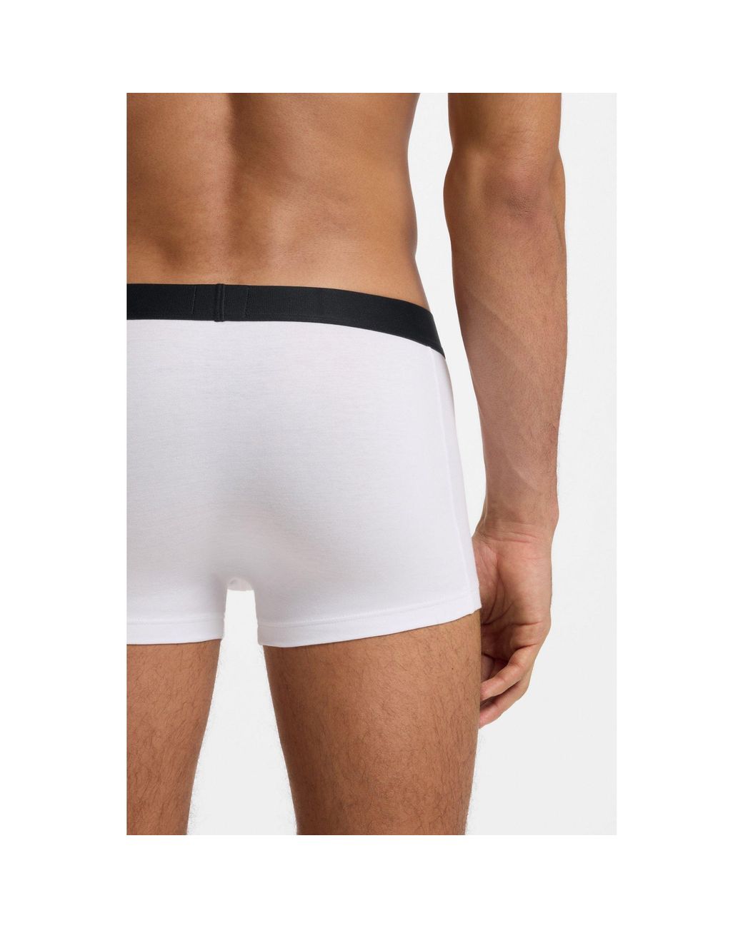 Boss White Three-Pack Of Stretch-Cotton Trunks With Logo Waistbands for men