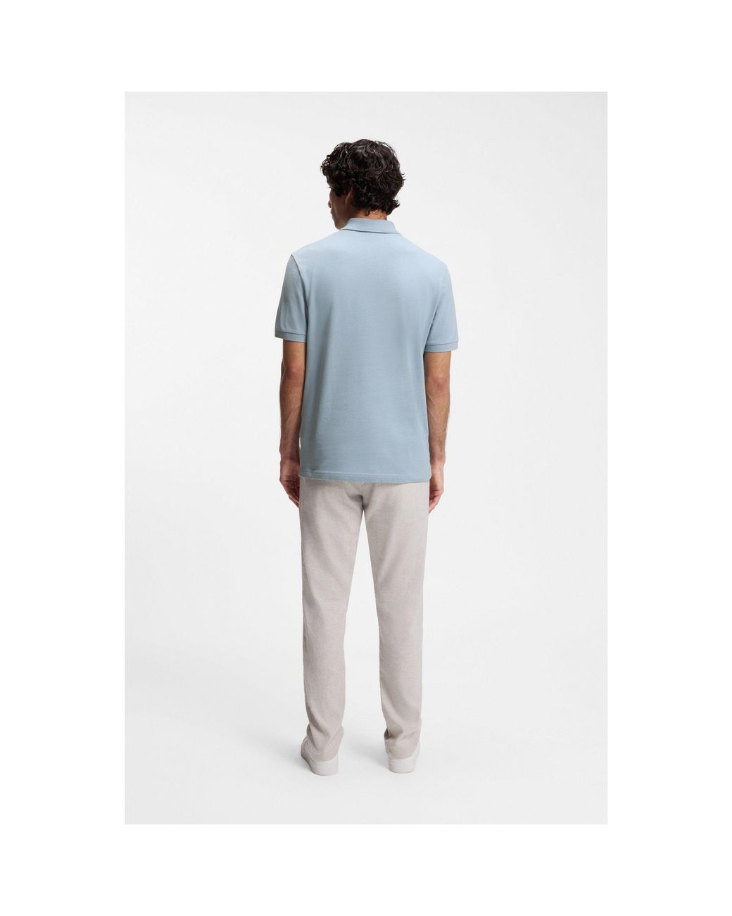 Boss Blue Stretch-Cotton Slim-Fit Polo Shirt With Logo Patch for men