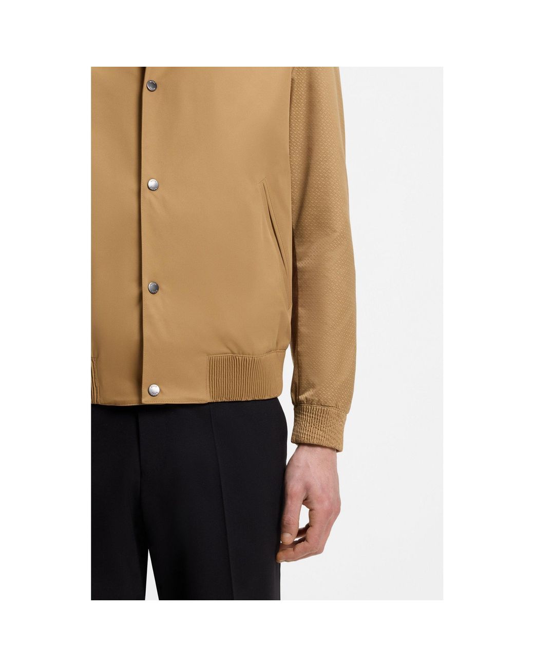 Boss Natural Water-Repellent Jacket With Monogram-Pattern Sleeves for men