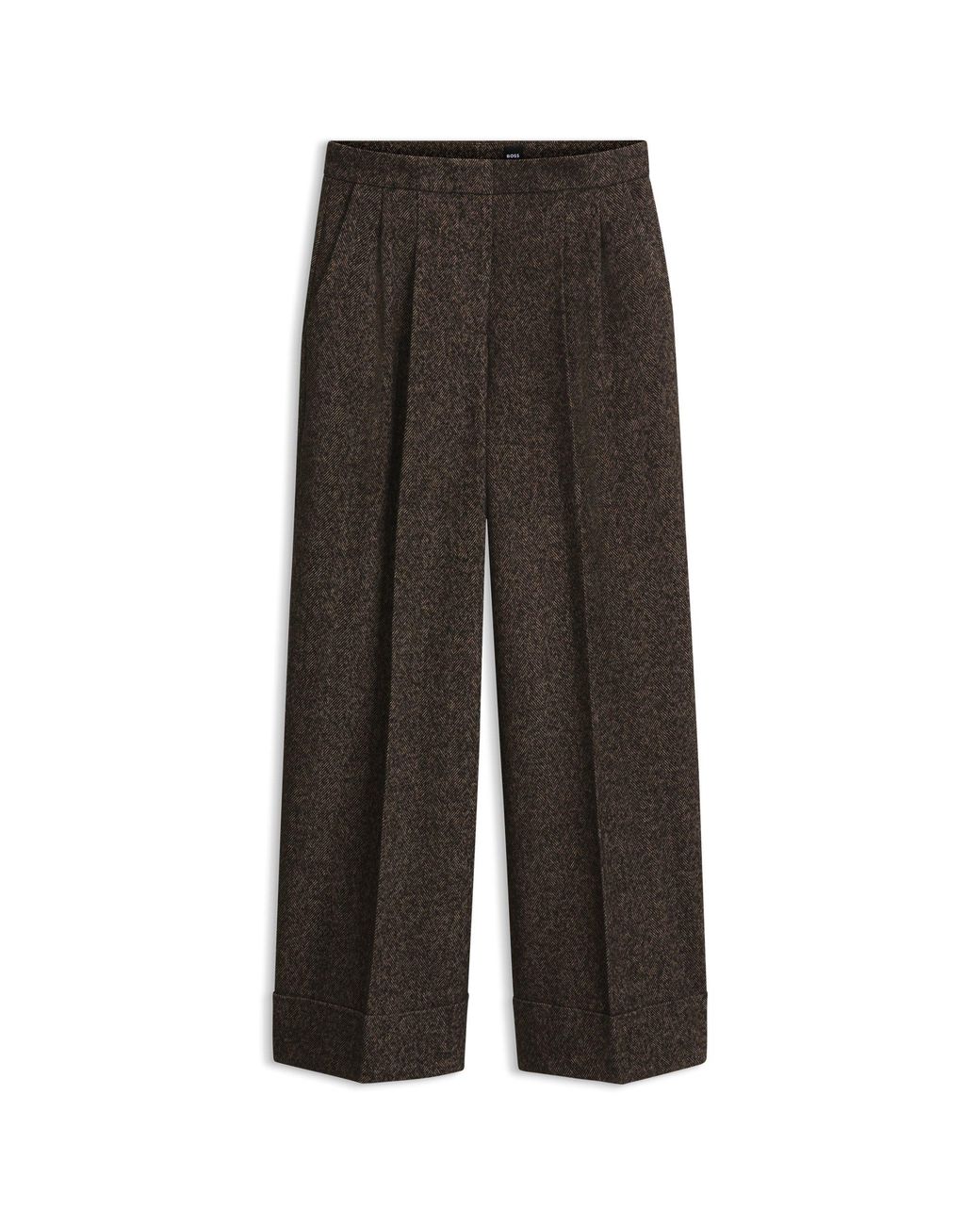 Boss Black Wide-Leg Herringbone Trousers