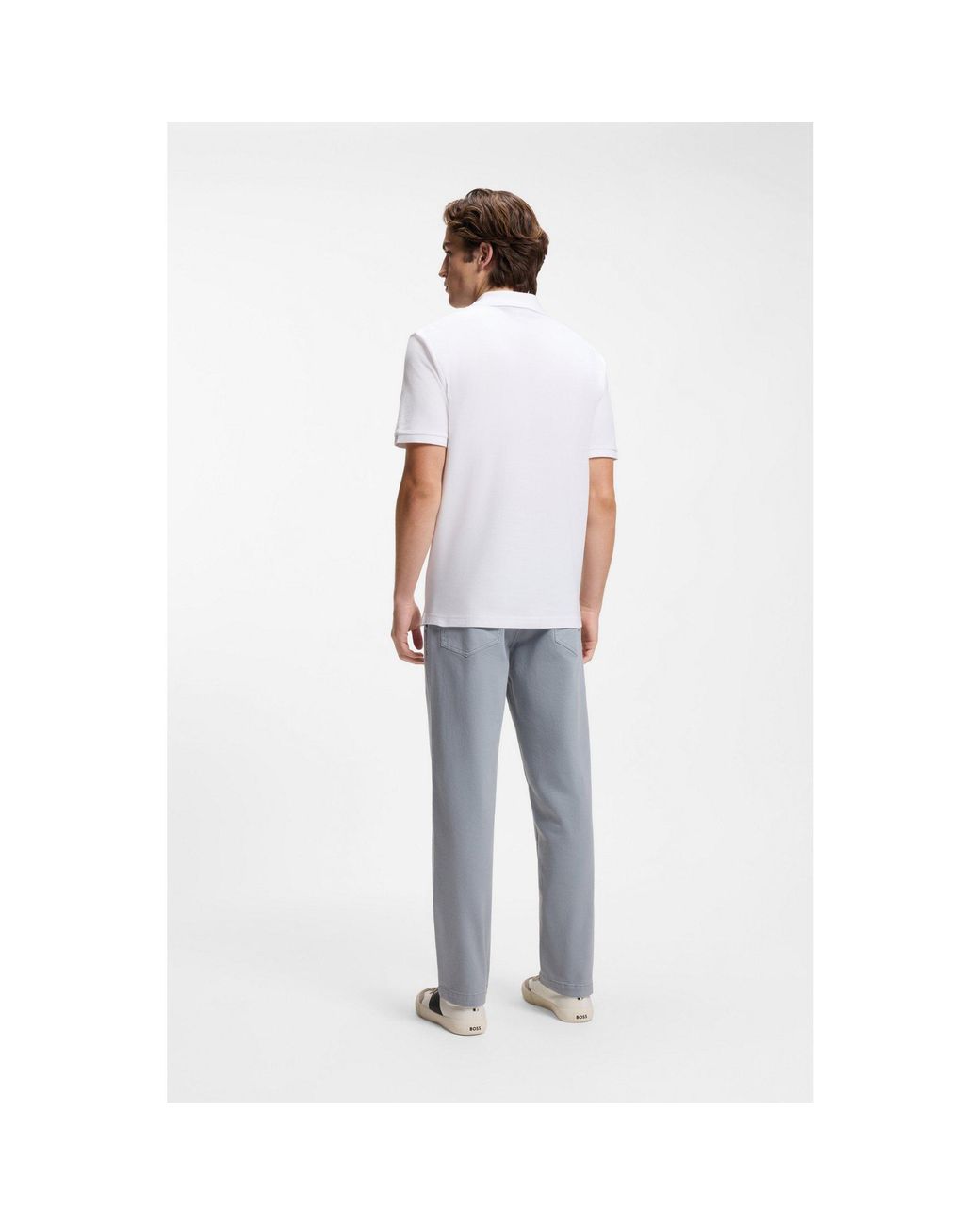 Boss White Regular-Fit Polo Shirt for men