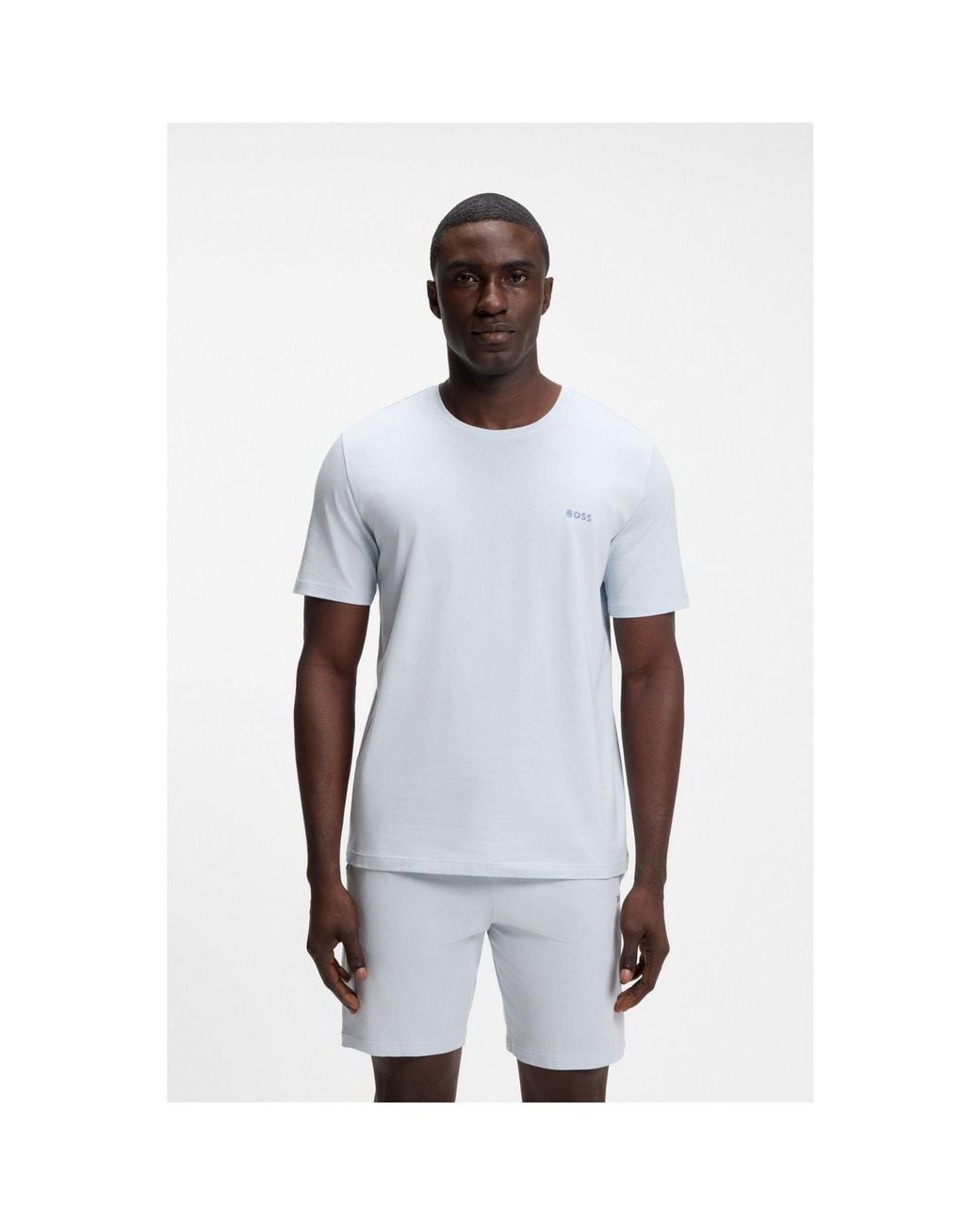 Boss Blue Stretch-Cotton T-Shirt for men