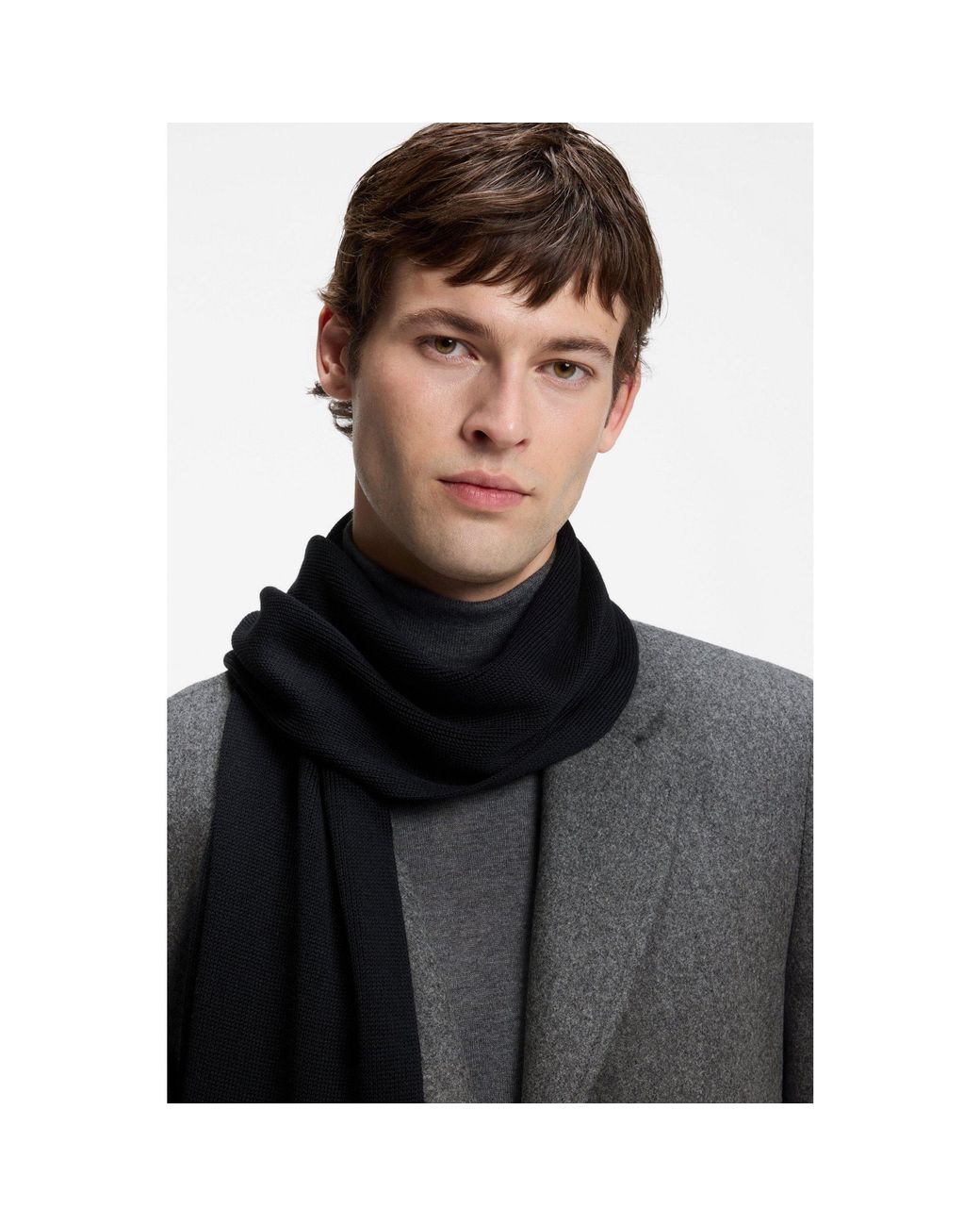 Boss Black Knitted Scarf for men