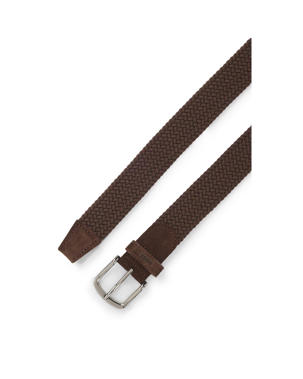 Boss Brown Woven Belt With Leather Trims for men