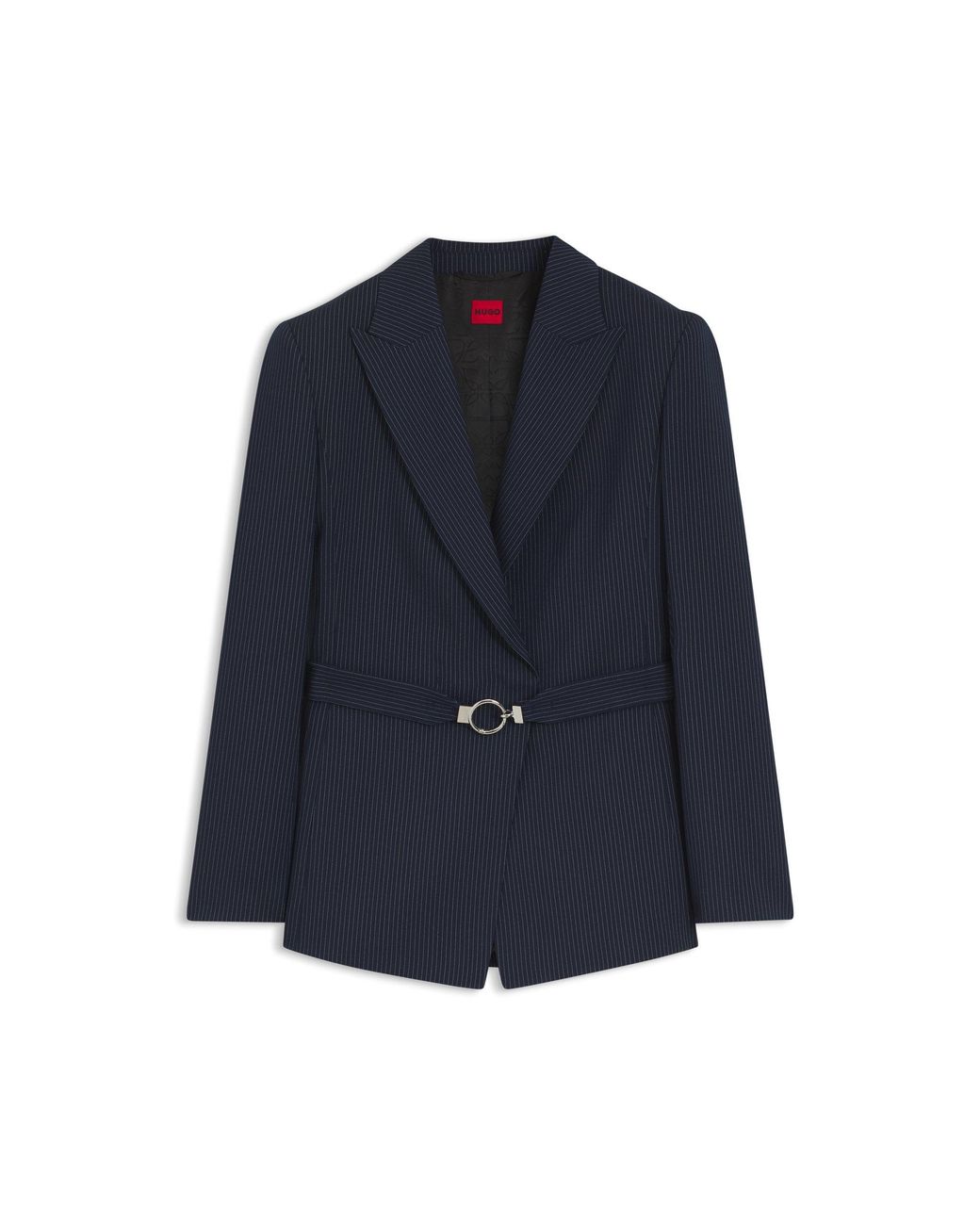 HUGO Blue Regular-Fit Blazer With Buckled Belt