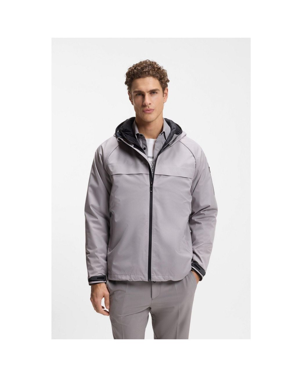 Boss Gray Three-In-One Hooded Jacket With Detachable Inner for men