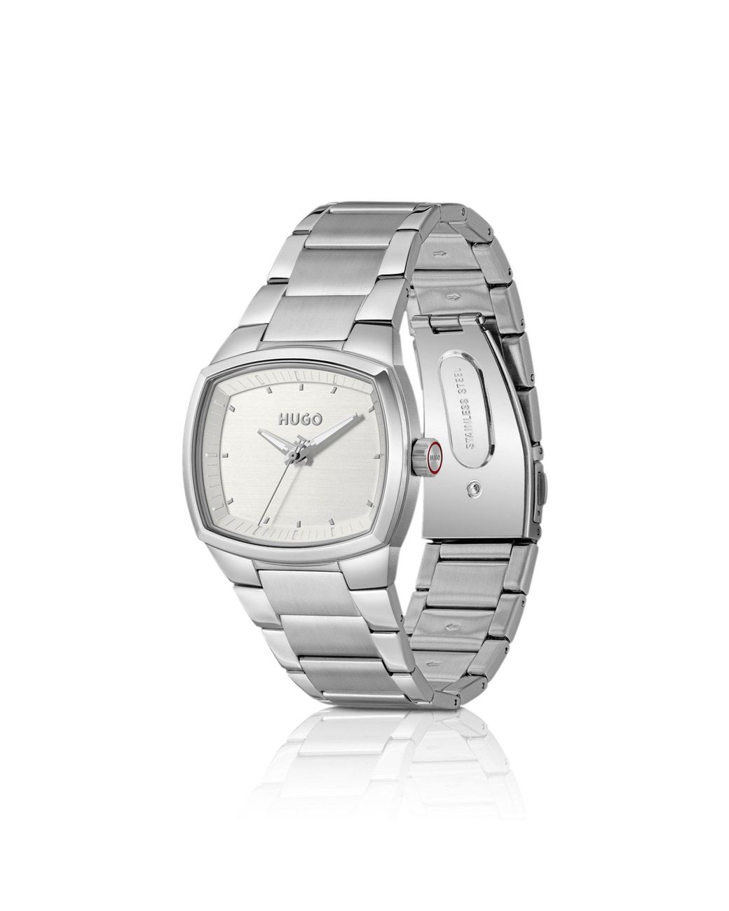HUGO Metallic Telly Stainless-Steel Watch With Retro-Inspired Case for men