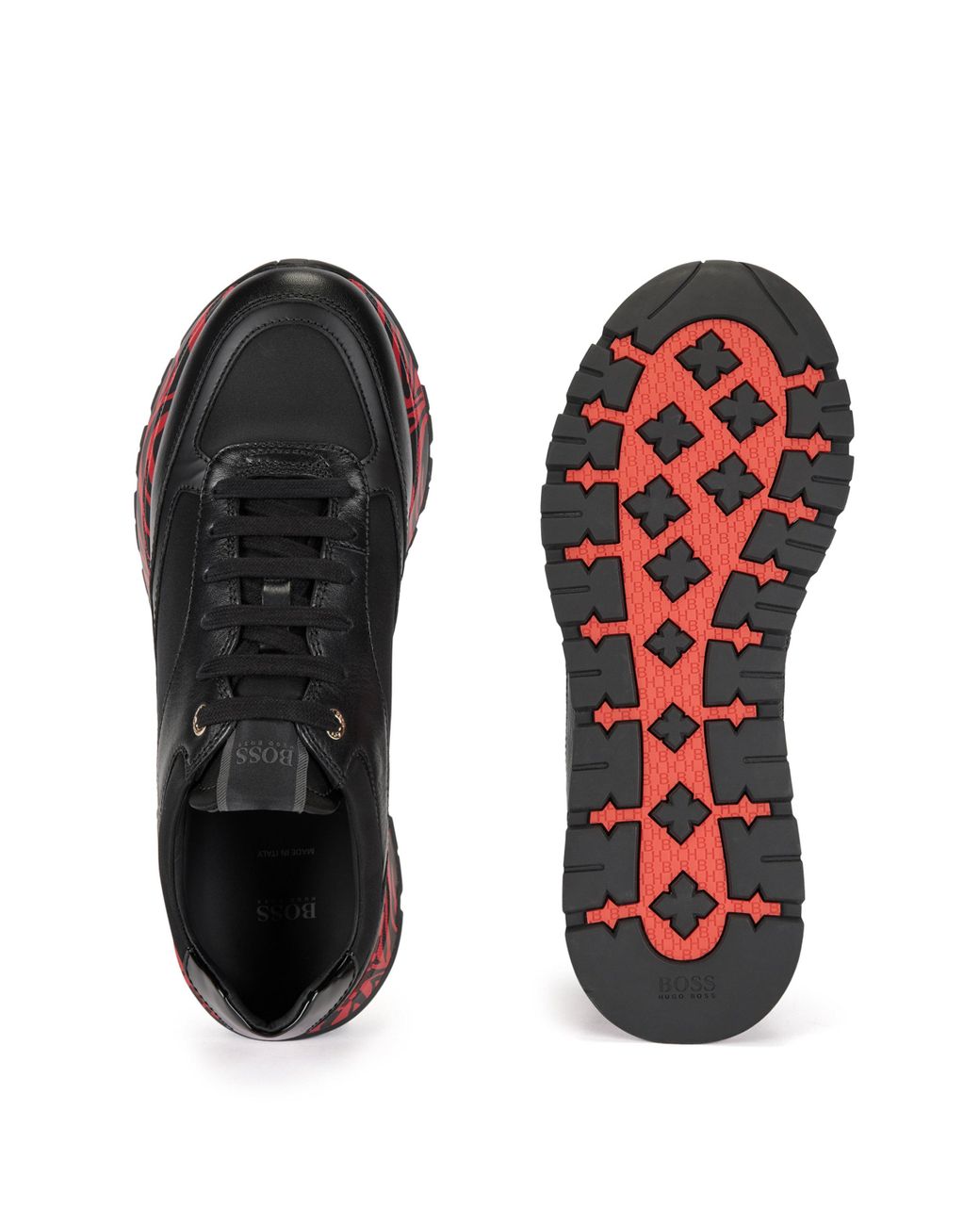 boss black leather trainers