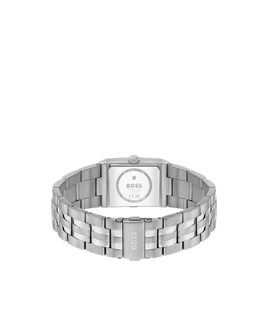 Boss White Strivo Stainless-Steel Watch With Stripe Detail for men
