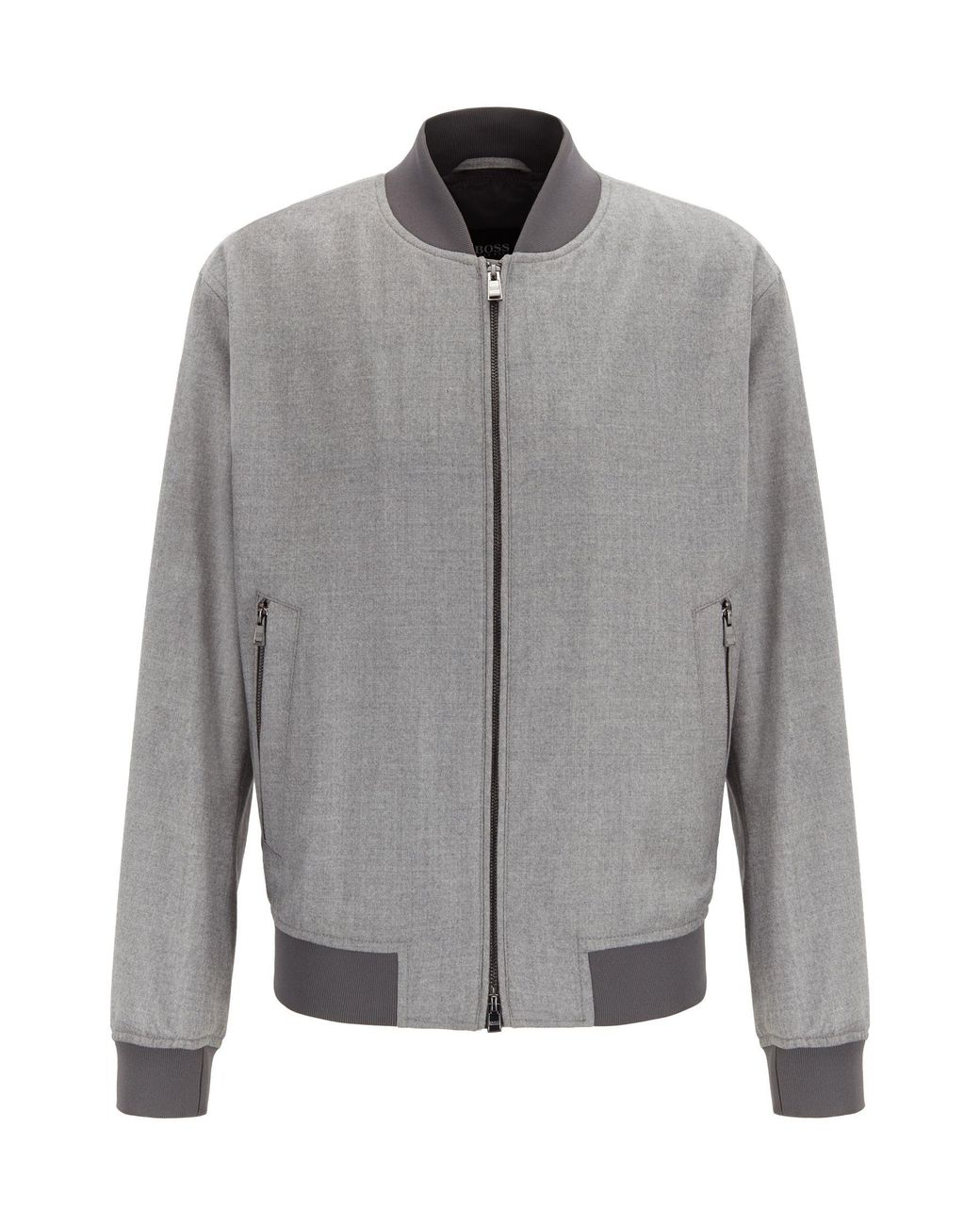 BOSS Grey Wool Bomber Jacket in Gray for Men - Save 61% - Lyst