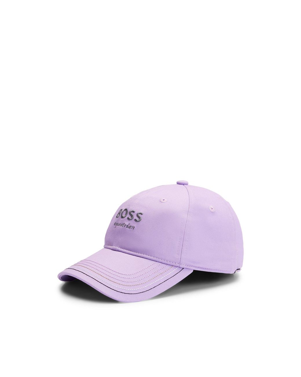 Boss Purple Equestrian Embroidered-Logo Cap With Leather Strap