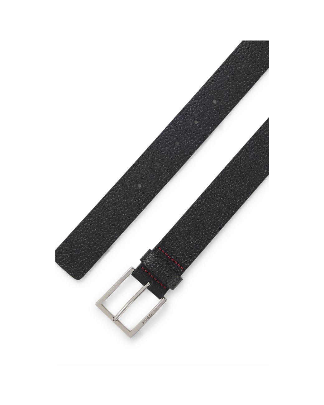 HUGO Black Grained Leather Belt for men