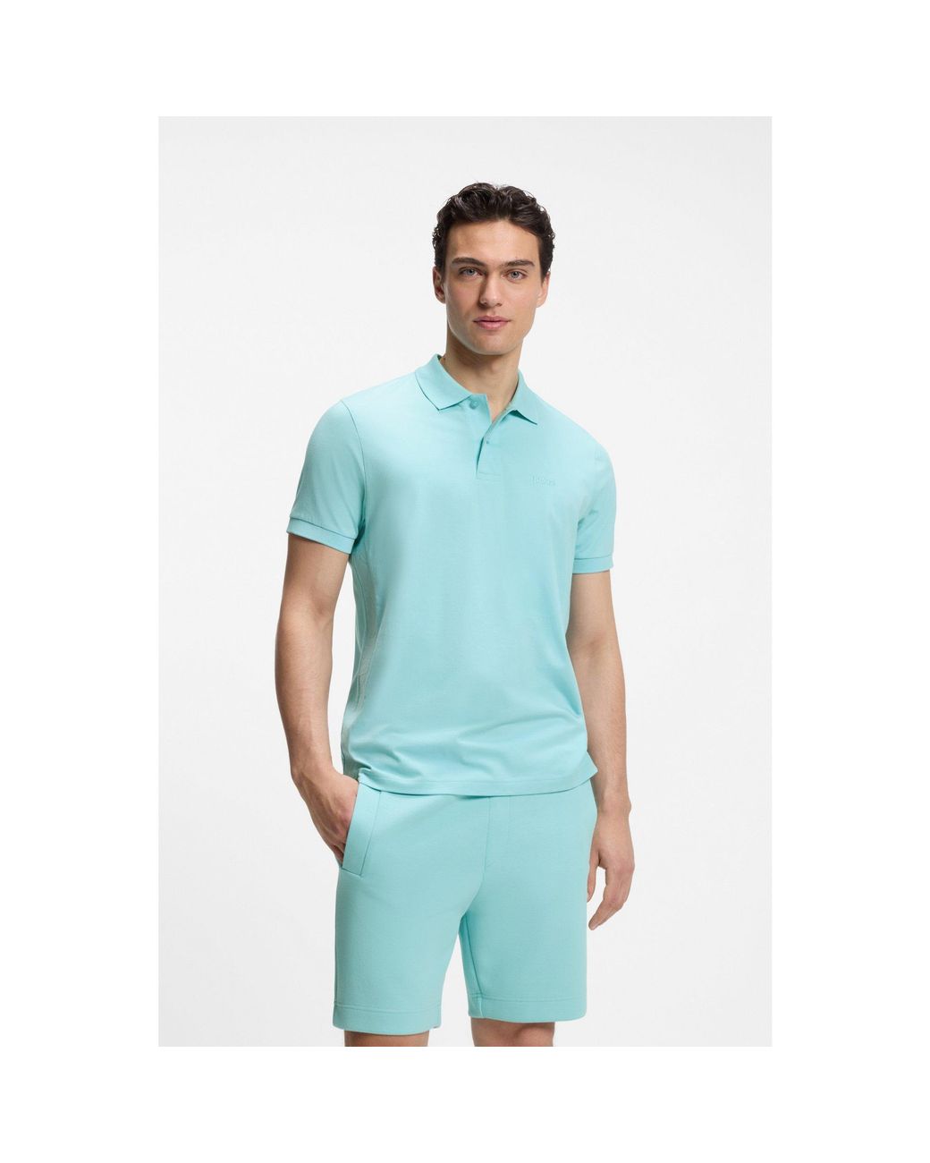 Boss Blue Regular-Fit Polo With Embroidered Logo for men