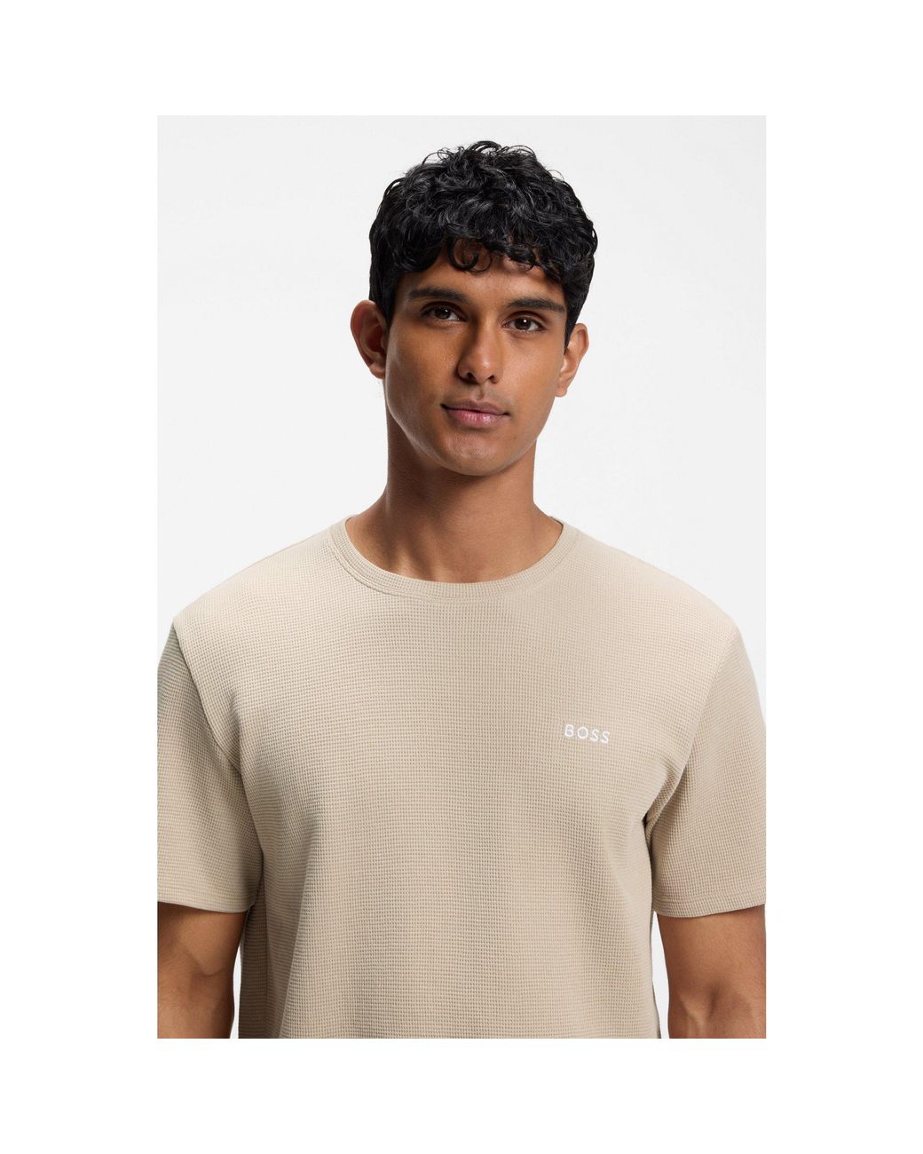 Boss Natural Waffle-Knit Pyjama Top for men