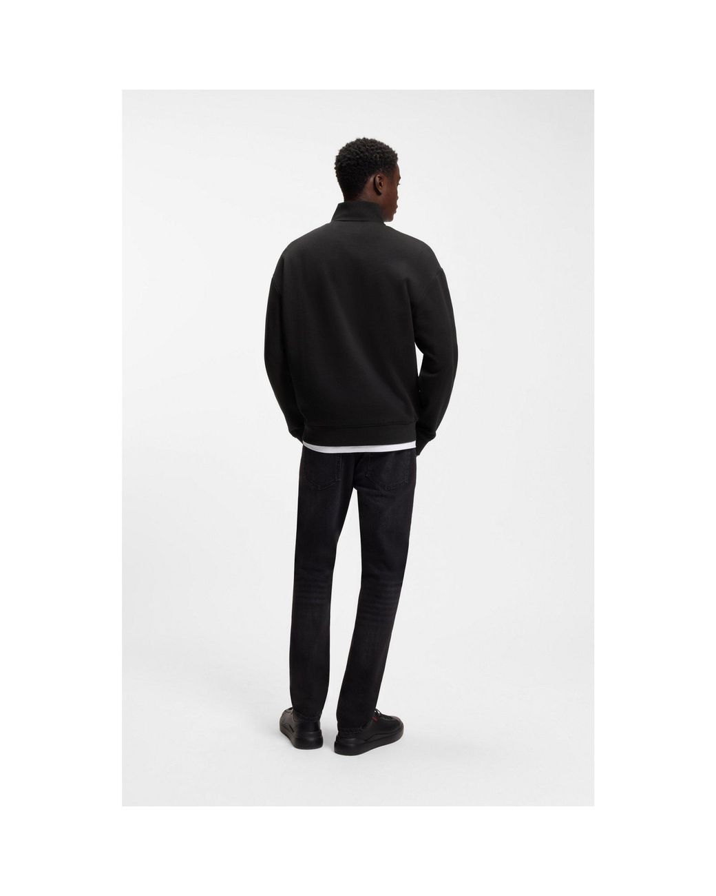 HUGO Black Cotton Sweatshirt for men