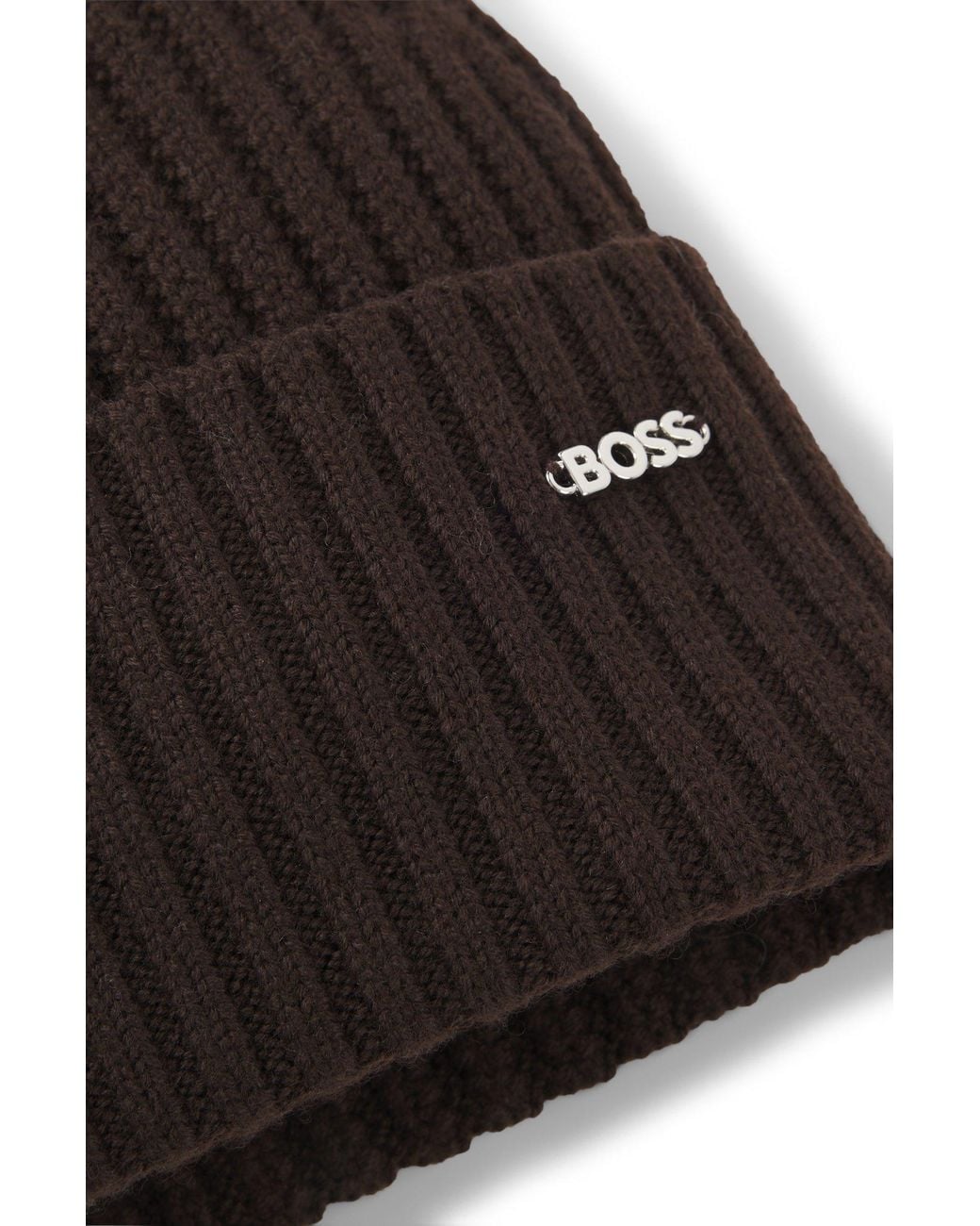 Berretto A Coste di Boss in Brown