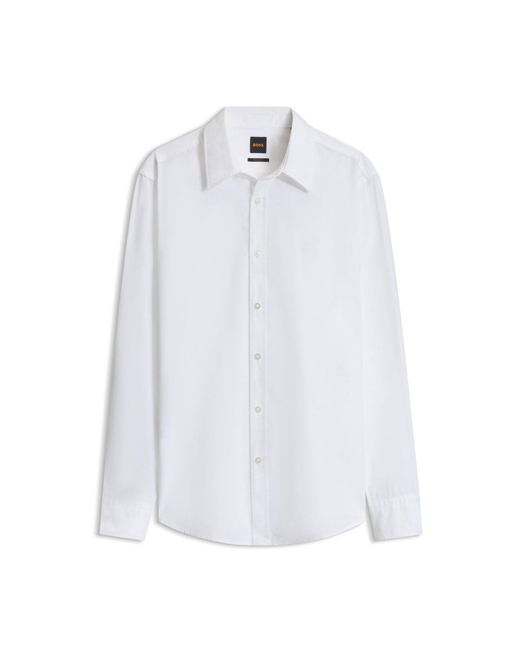 Boss White Regular-Fit Cotton Shirt for men