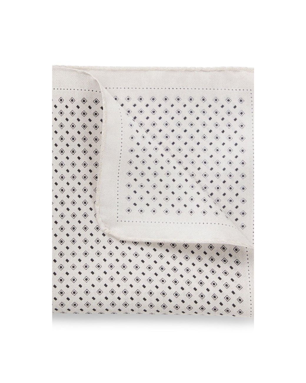 Boss White One Silk Pocket Square With Printed Pattern for men