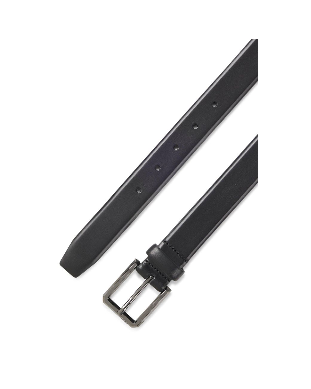 Boss Black Smooth-Leather Belt With Engraved Gunmetal Buckle for men