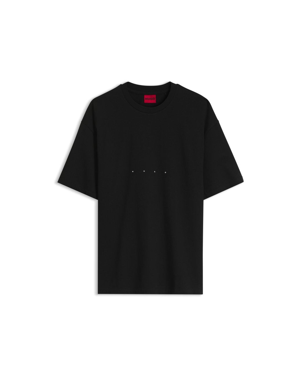 HUGO Black Oversize-Fit Cotton T-Shirt With Mixed Branding for men