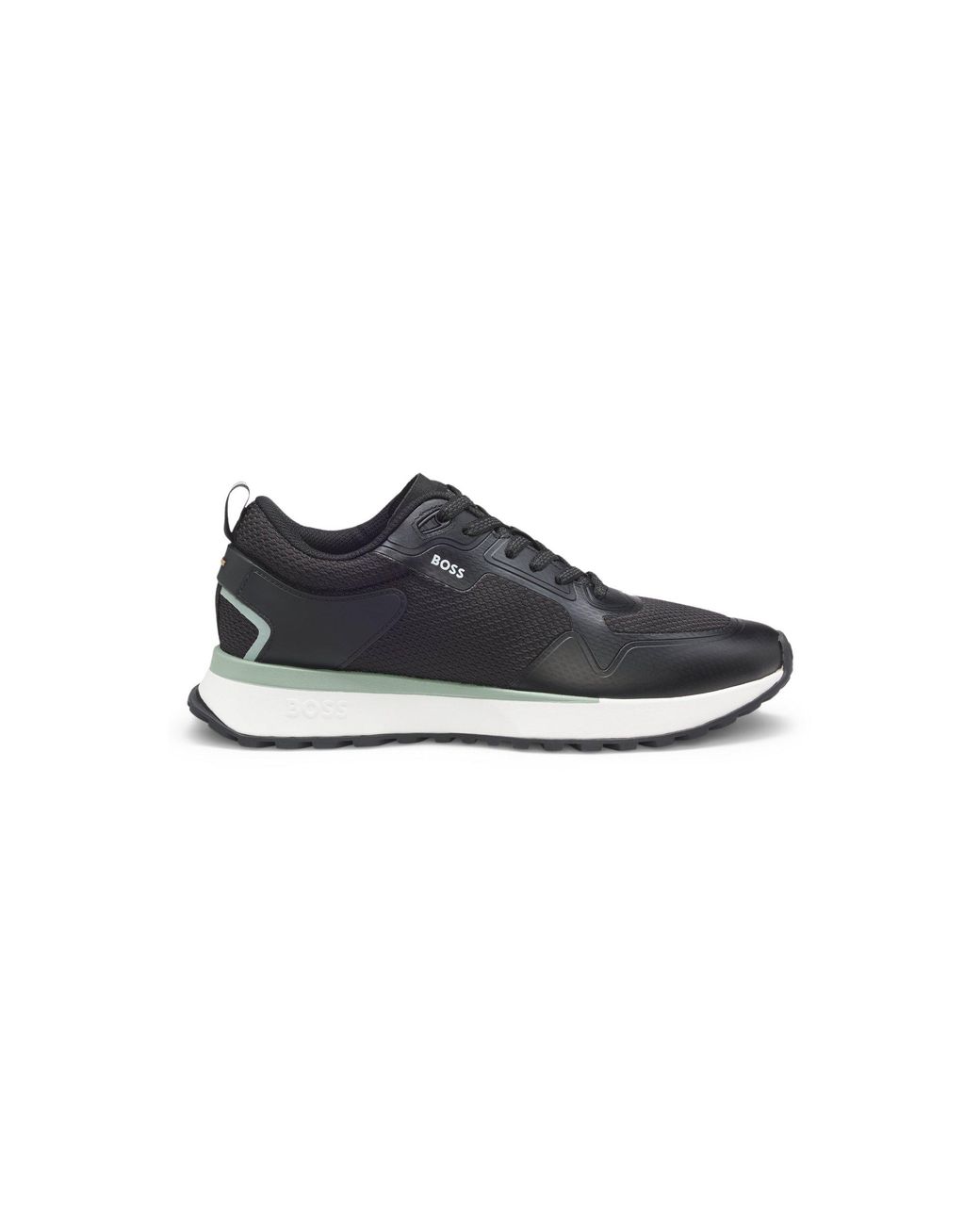 Boss Black Mixed-Material Trainers With Mesh Details And Branding for men