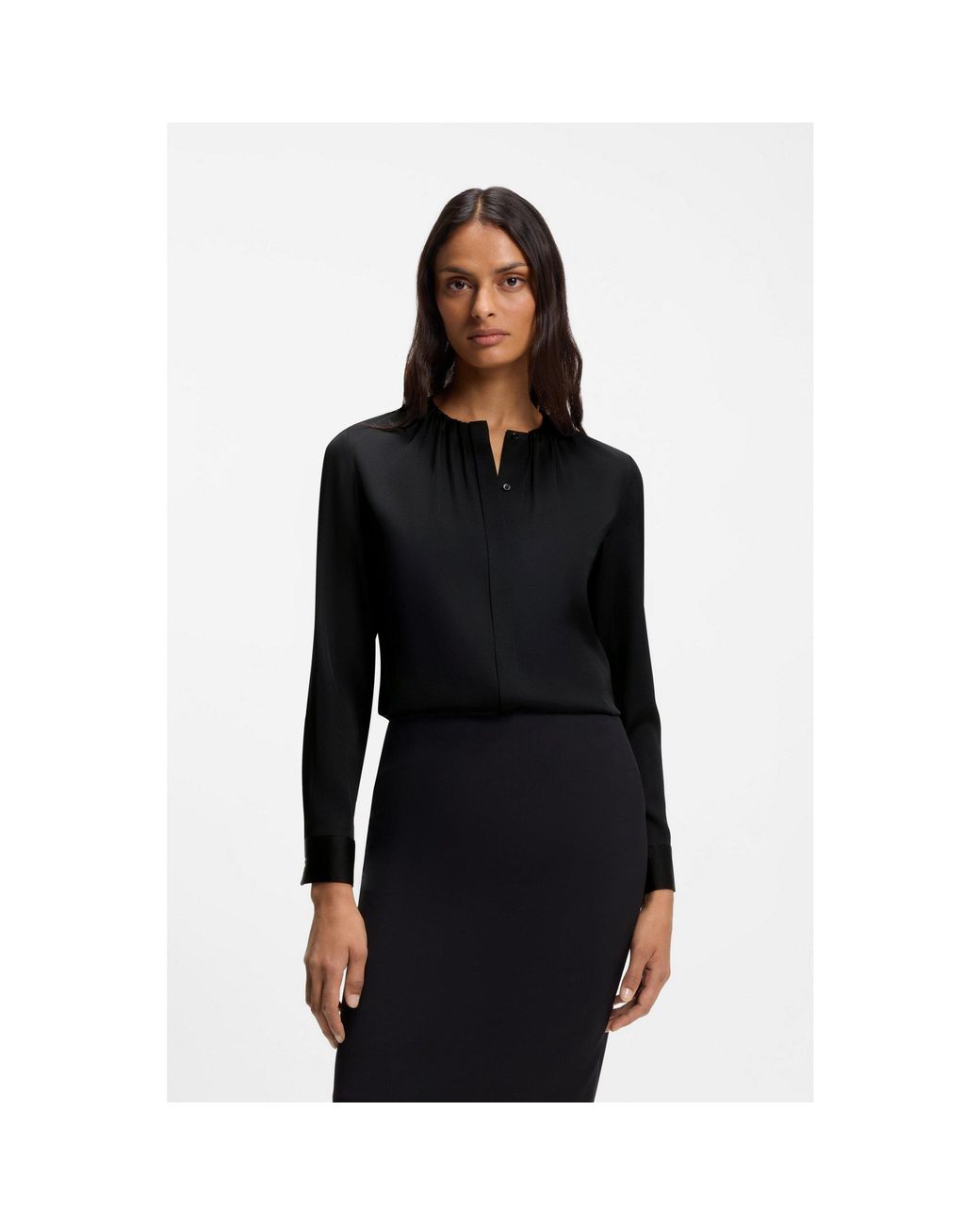 Boss Black Collarless Regular-Fit Blouse