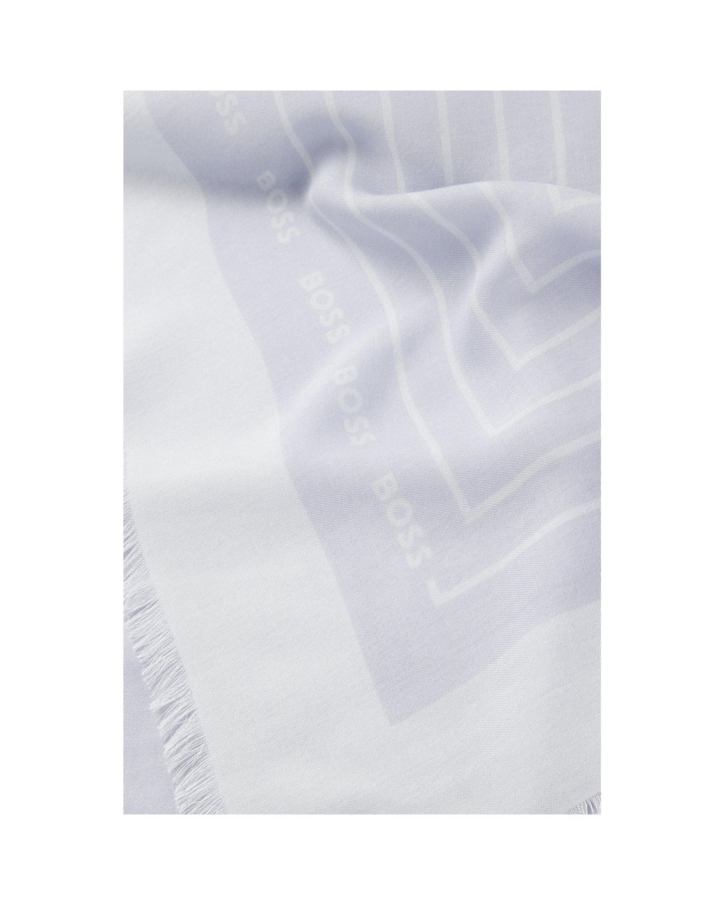Boss White Voile Scarf With Logo Print
