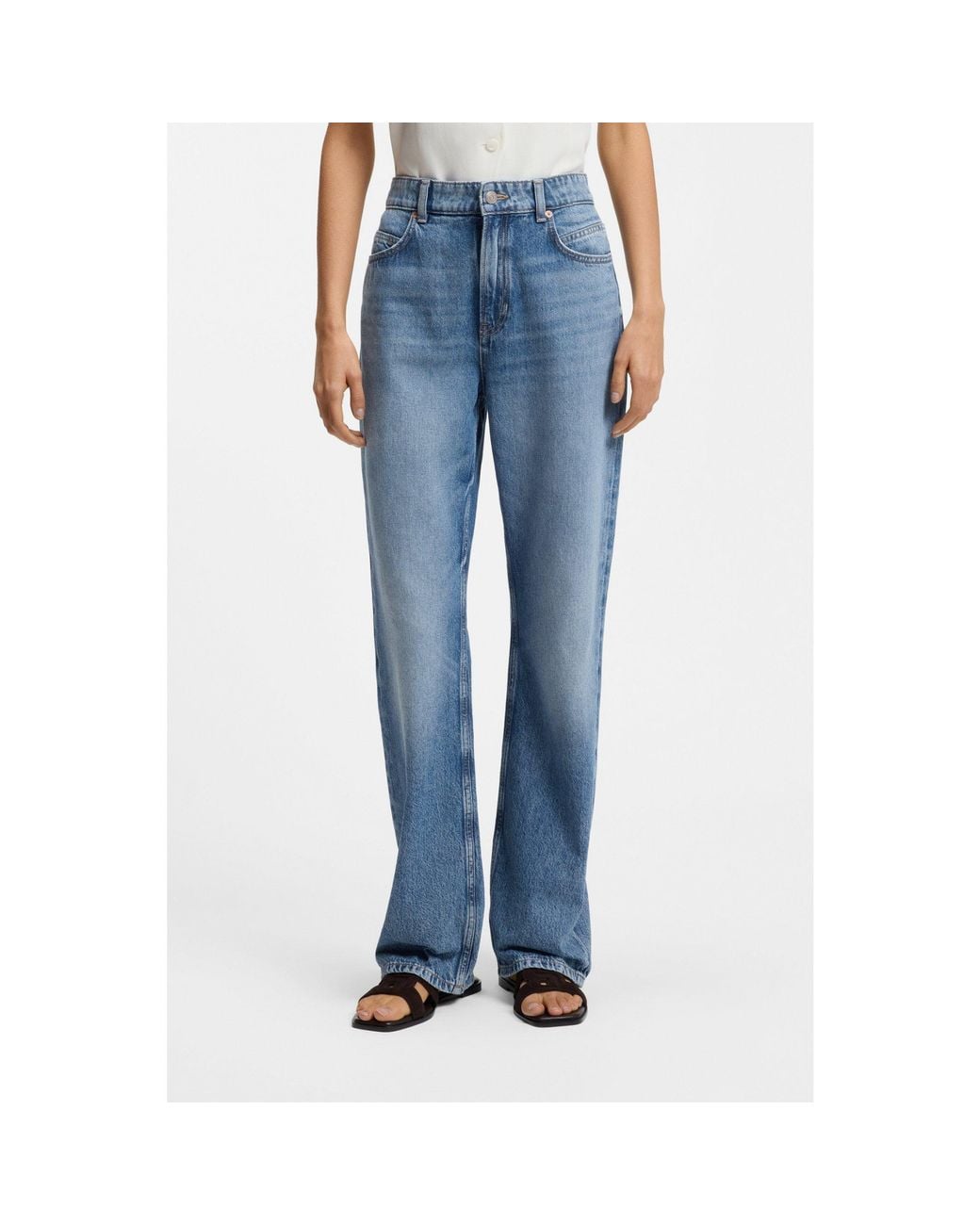 Boss Blue High-Waisted Regular-Fit Jeans