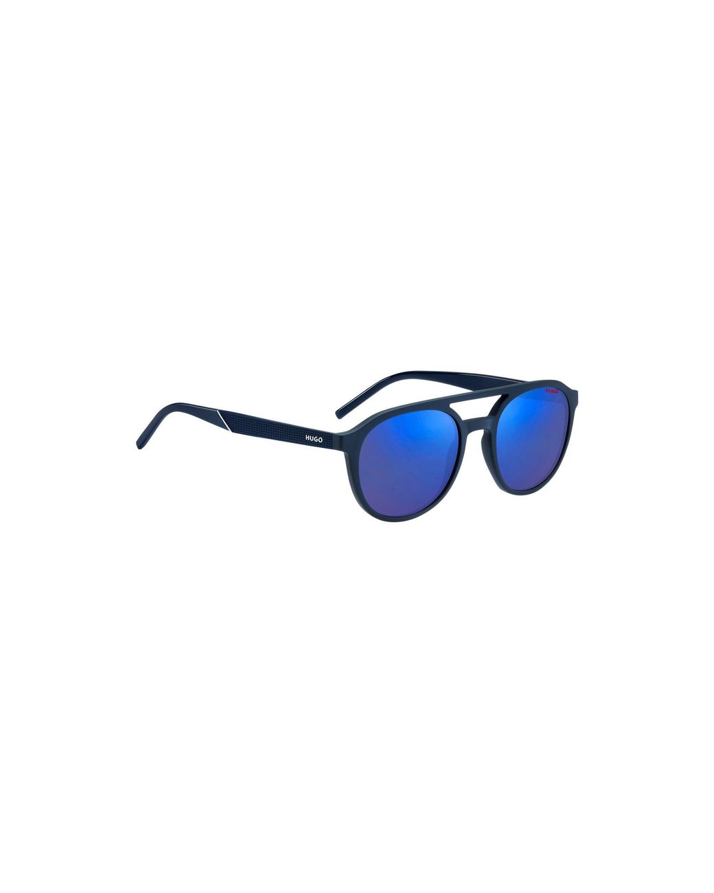 HUGO Blue Acetate Sunglasses With Lenses And Patterned Temples for men