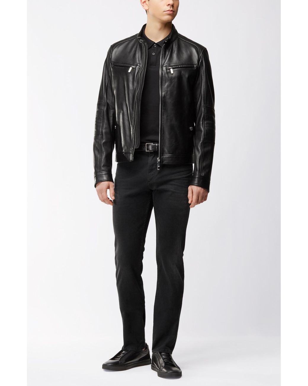 Eik kaart zelfstandig naamwoord BOSS by HUGO BOSS Regular-fit Mercedes-benz Leather Jacket in Black for Men  | Lyst Australia