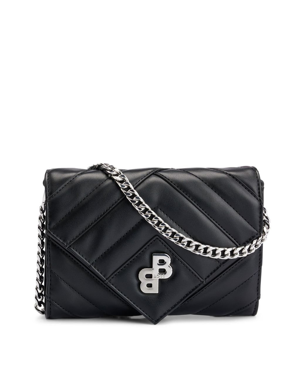 BOSS by HUGO BOSS Quilted Clutch Bag In Faux Leather With Monogram
