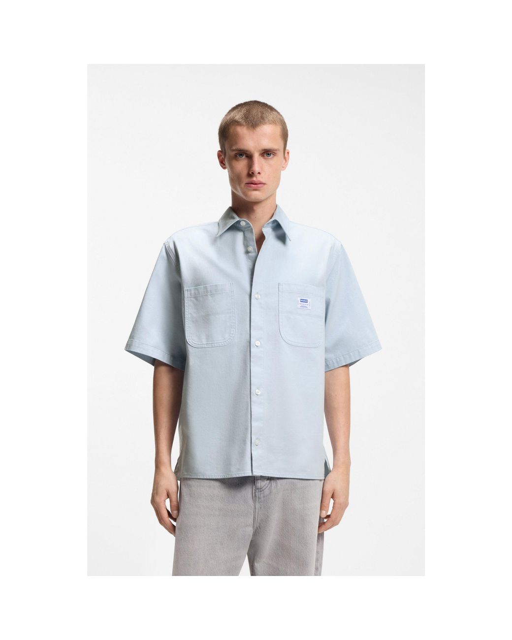 HUGO Blue Oversized-Fit Shirt for men