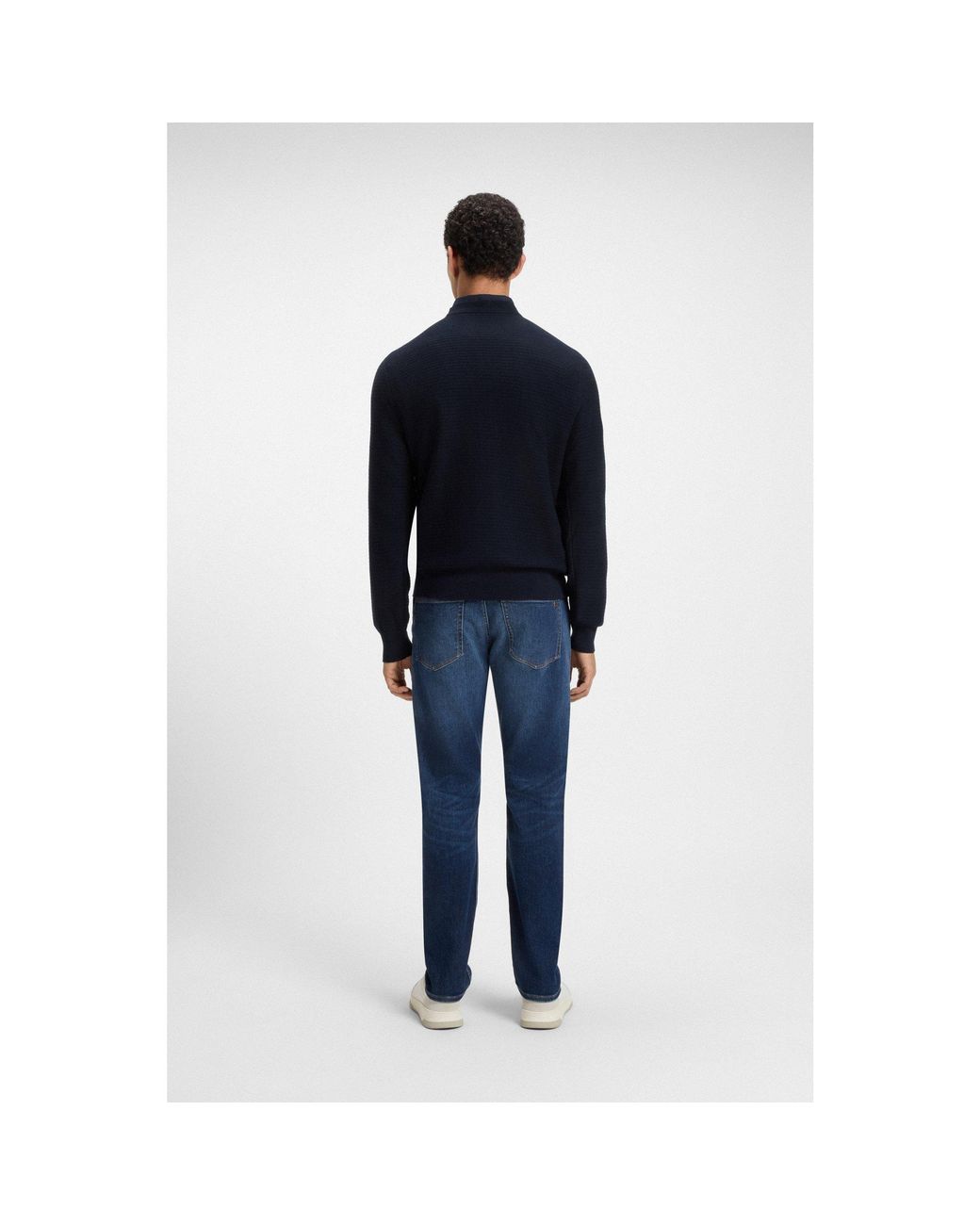 Boss Black Cotton-Piqué Sweater With Logo Patch for men