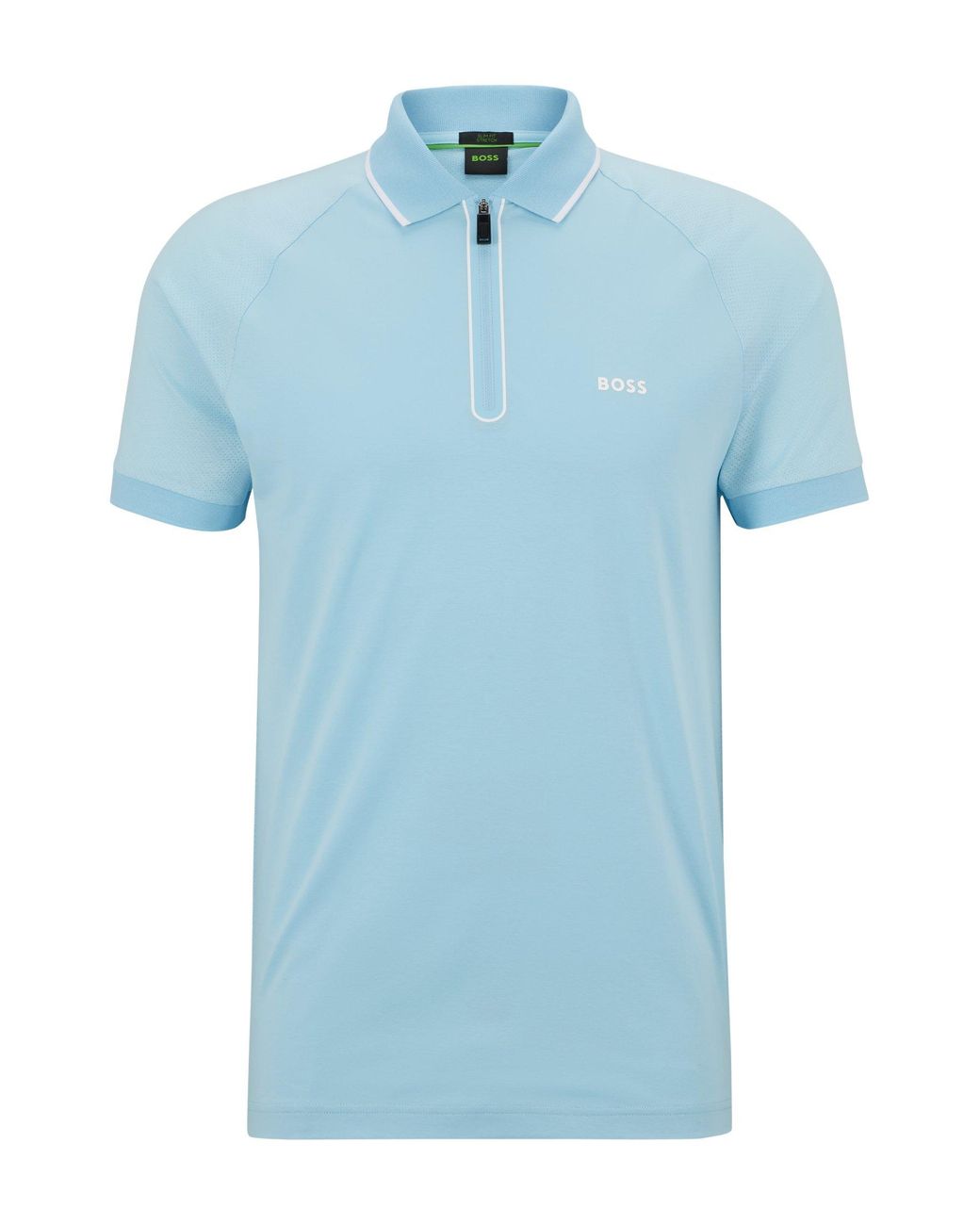 BOSS by HUGO BOSS Zip-neck Slim-fit Polo Shirt In Stretch Cotton in Blue  for Men | Lyst Australia