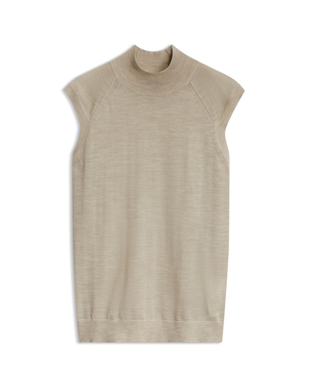 Boss Natural Sleeveless Mock-Neck Sweater