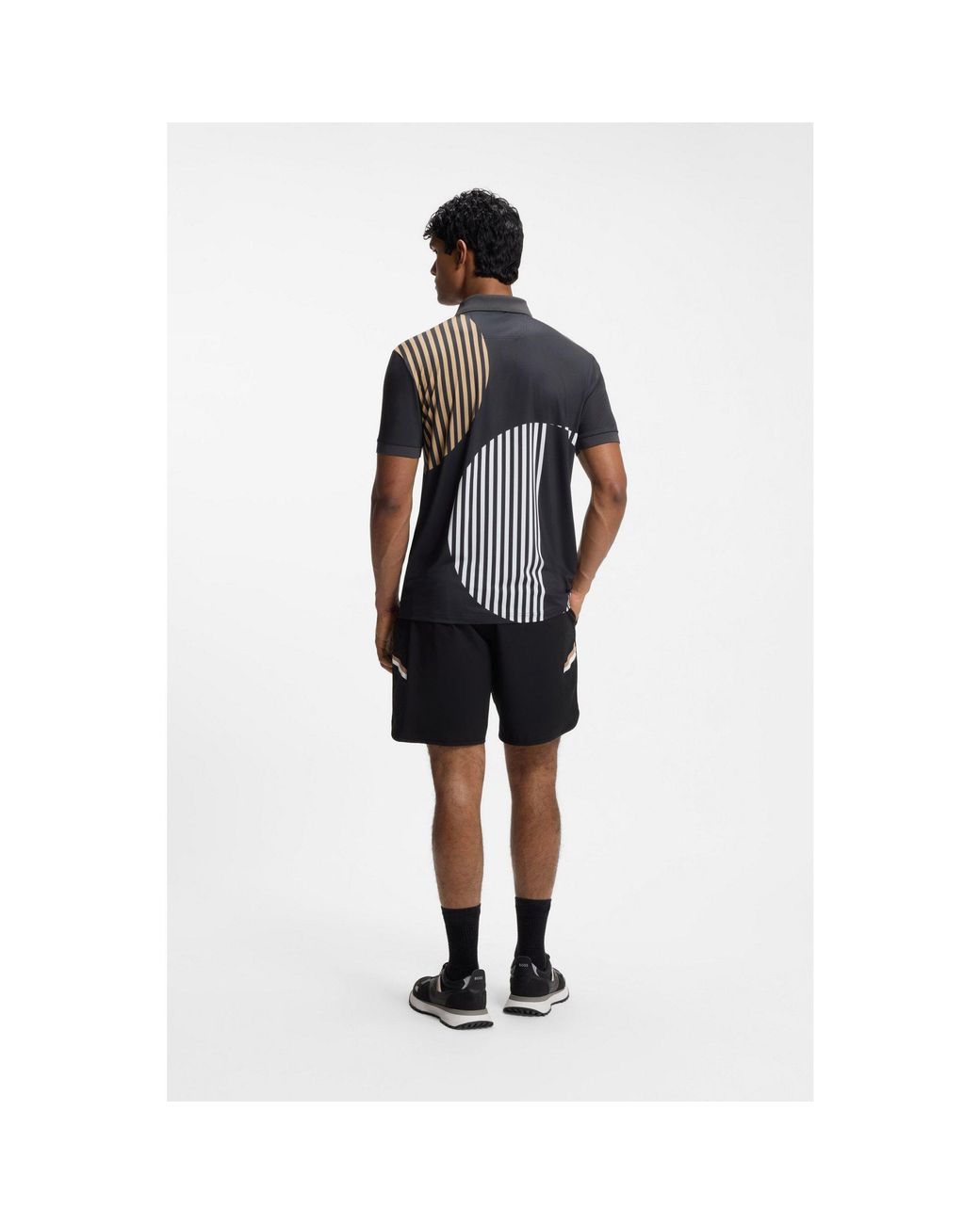 Boss Black Paddy Active Stretch-Jersey Polo Shirt With Digital Print for men