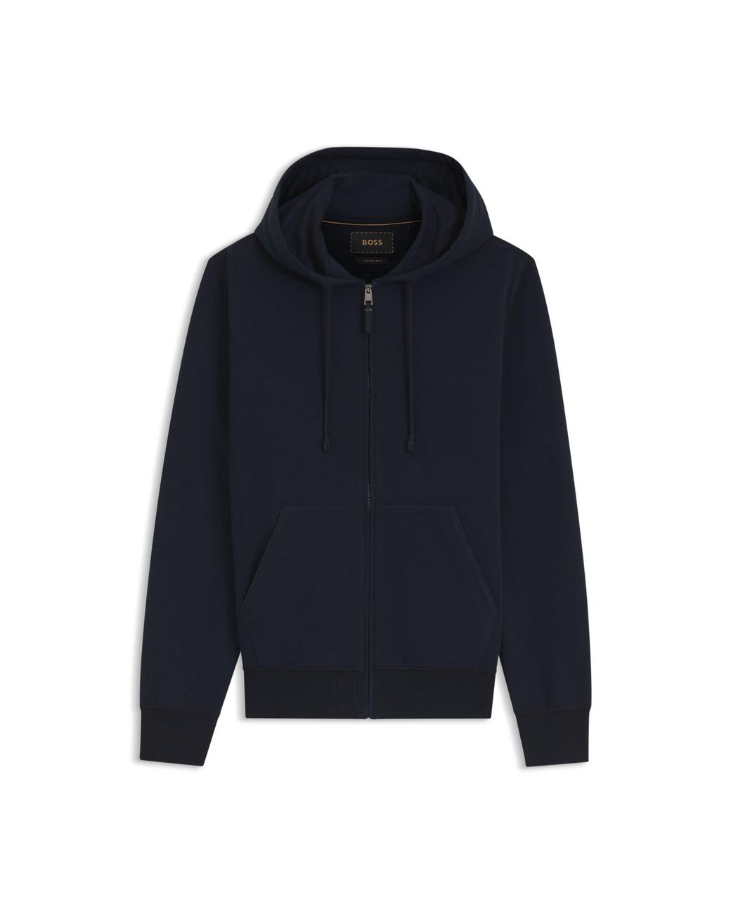 Boss Blue Wool-Blend Hoodie With Premium Alcantara Details for men