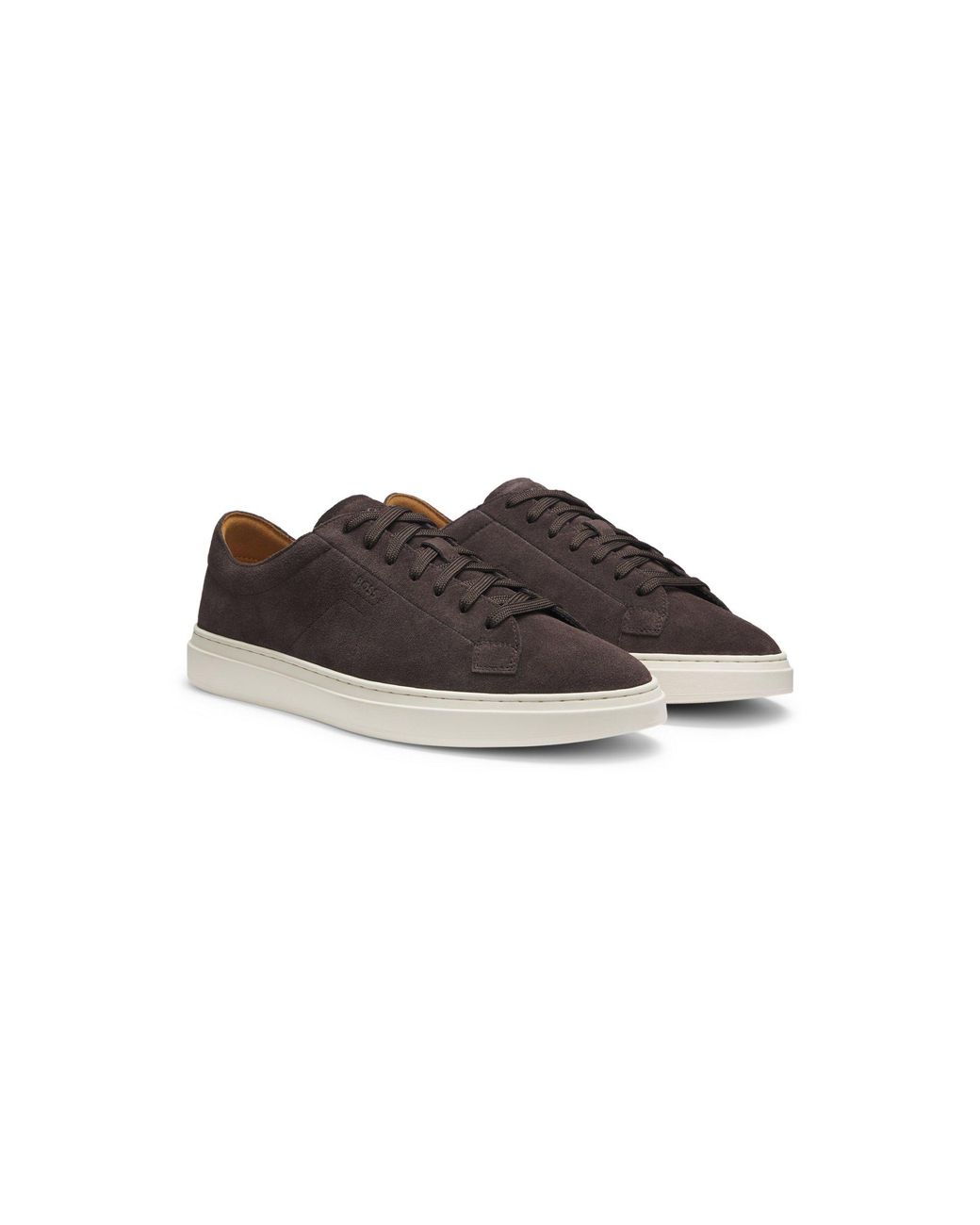 Boss Brown Suede Trainers With Emed Logo for men