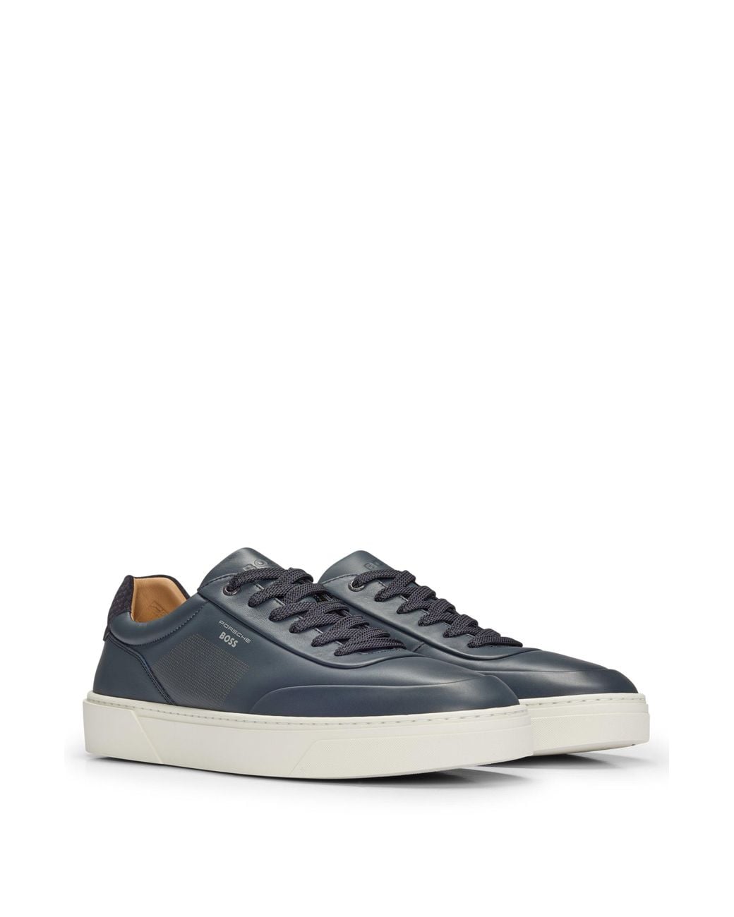 BOSS Porsche X Leather Trainers With Special Branding in Blue for