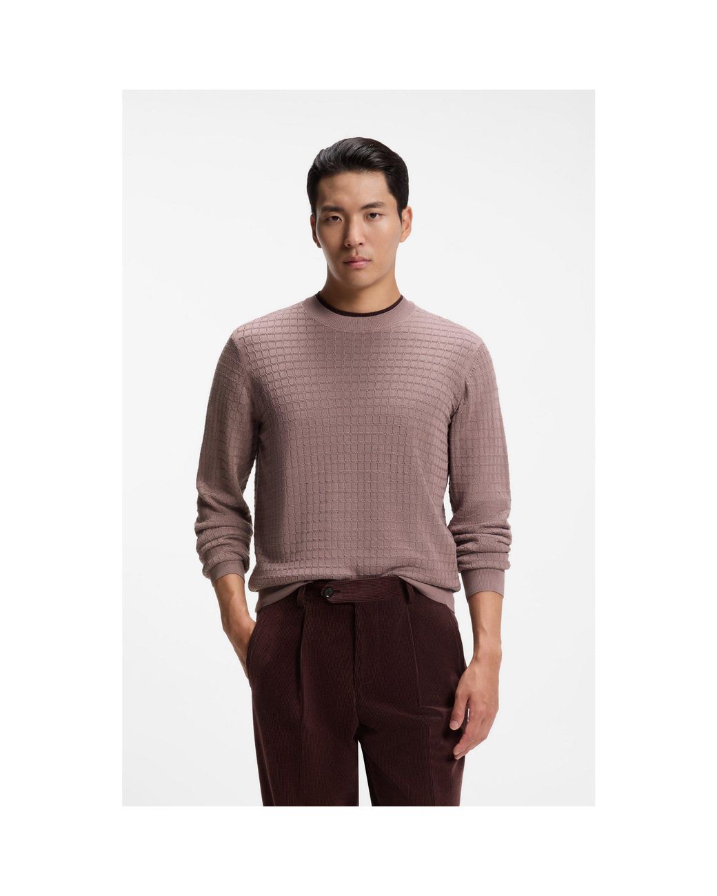 Boss Purple Knitted Sweater for men