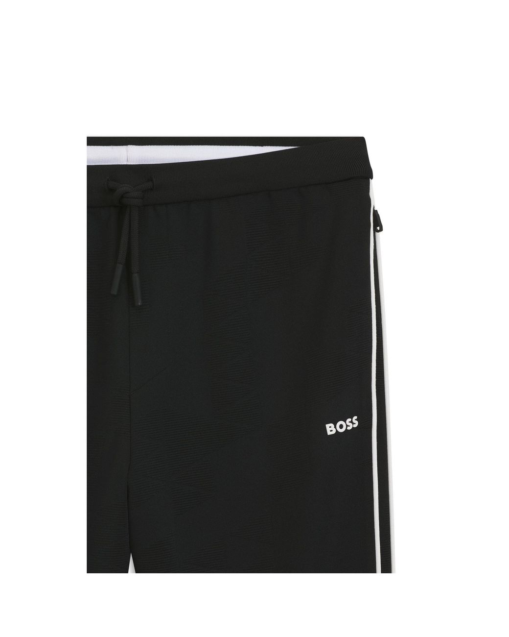 Boss Black Triangle-Jacquard Tracksuit Bottoms With Rubberised Logo for men