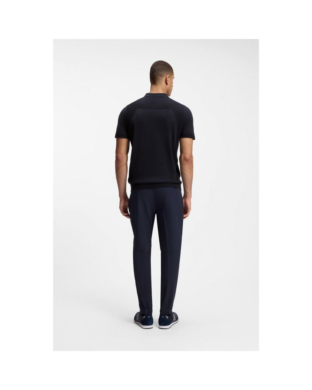 Boss Black Cotton-Blend Knit Polo With Bodymapping Structure for men