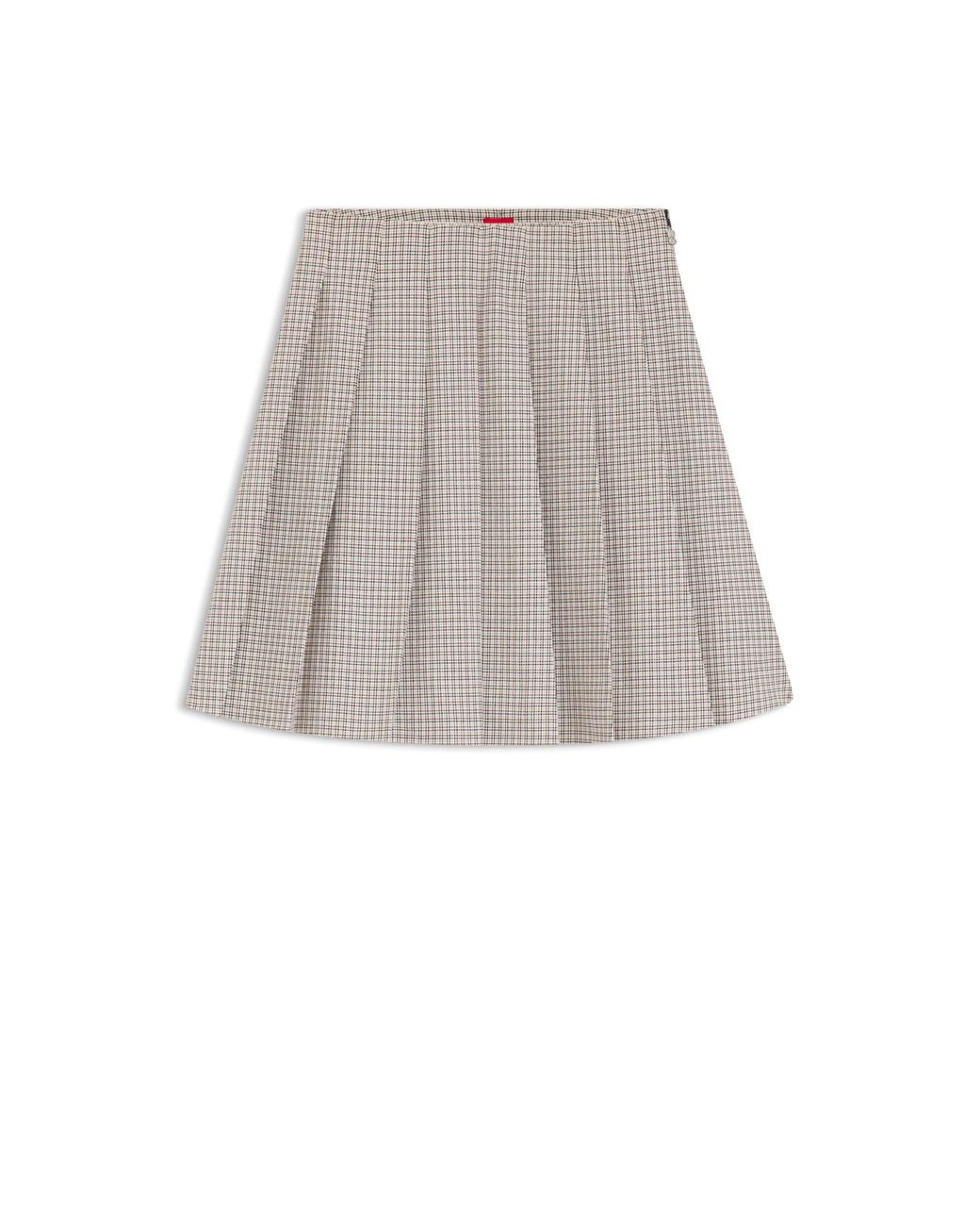 HUGO Multicolor Pleated Mini Skirt With Micro Check