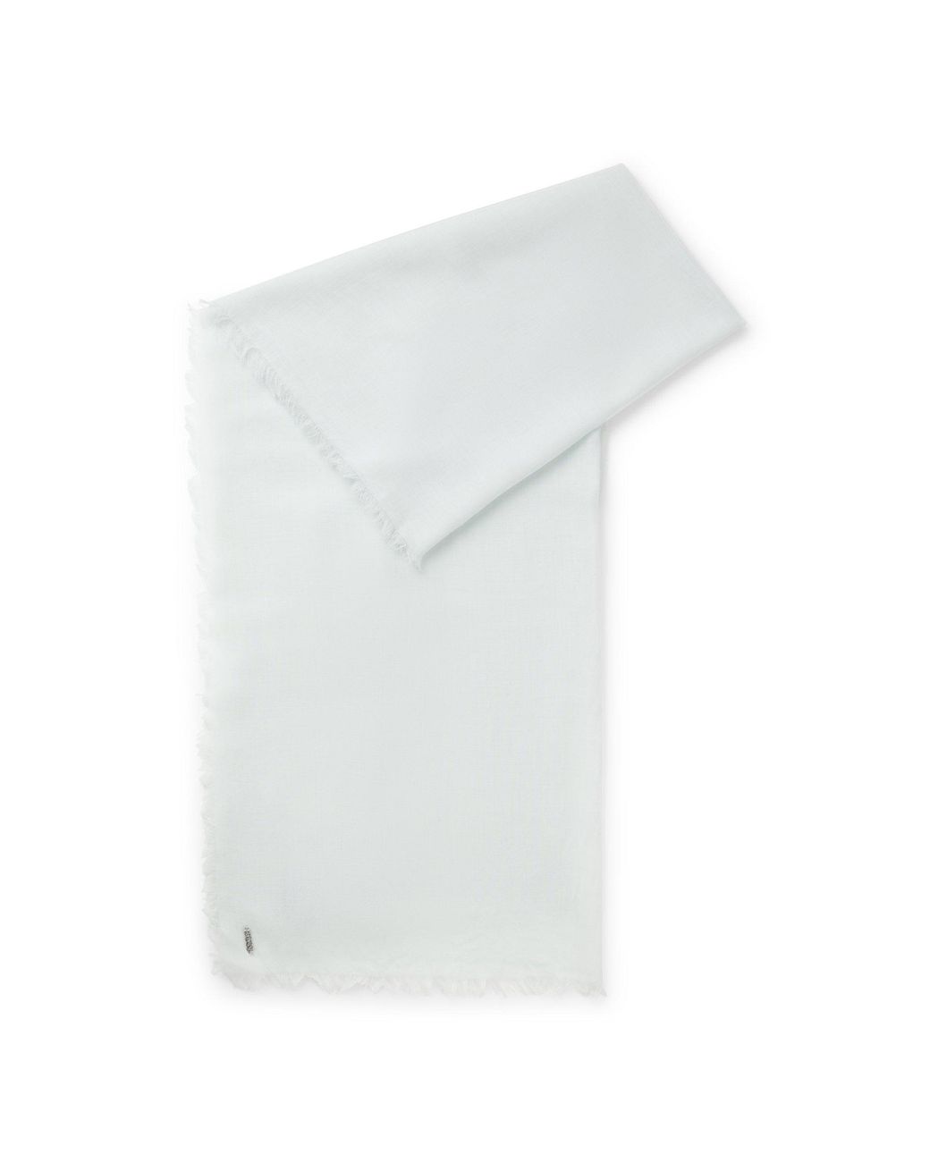 Boss White Lightweight Wool Scarf With Fringed Trims