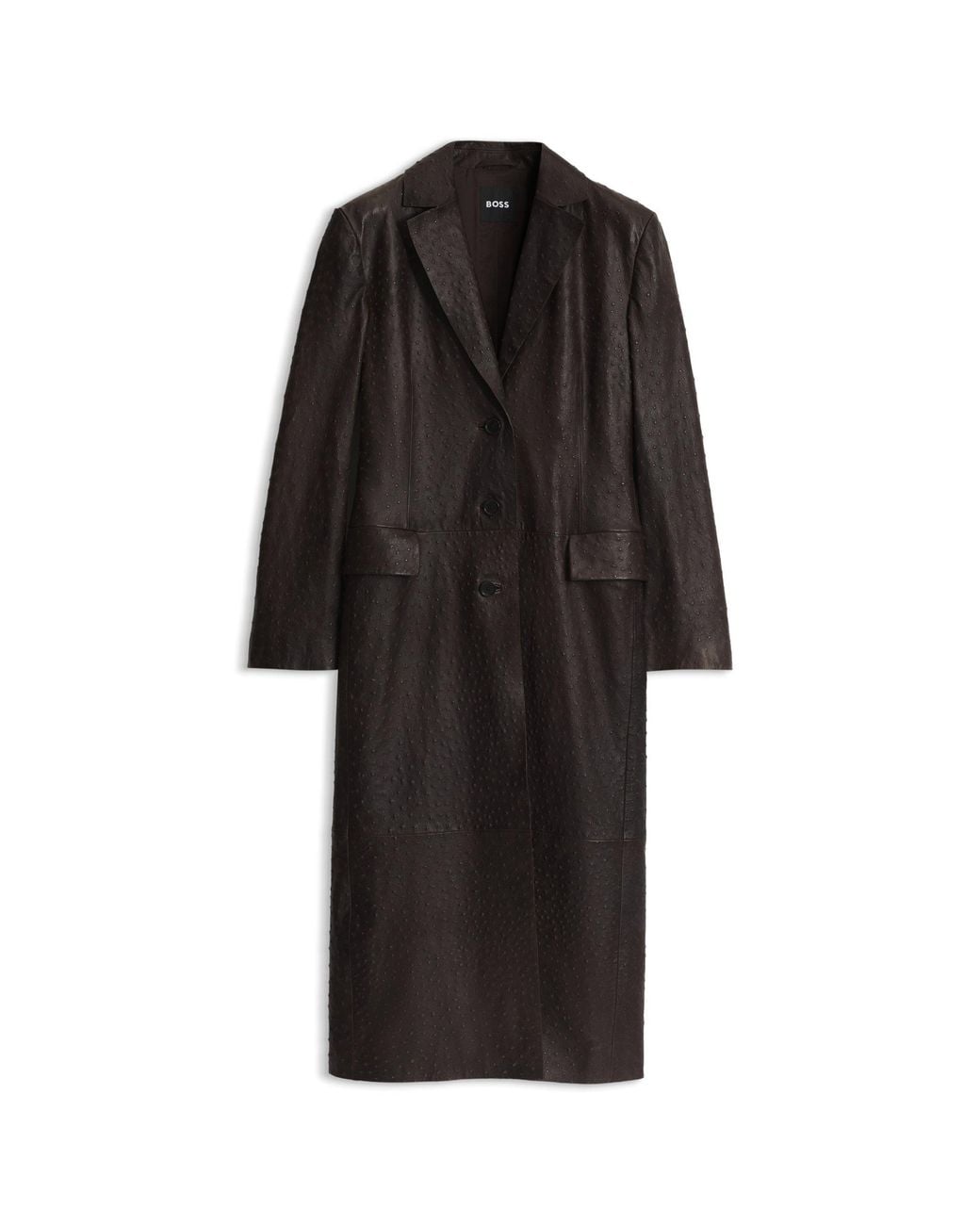 Boss Black Textured Leather Coat