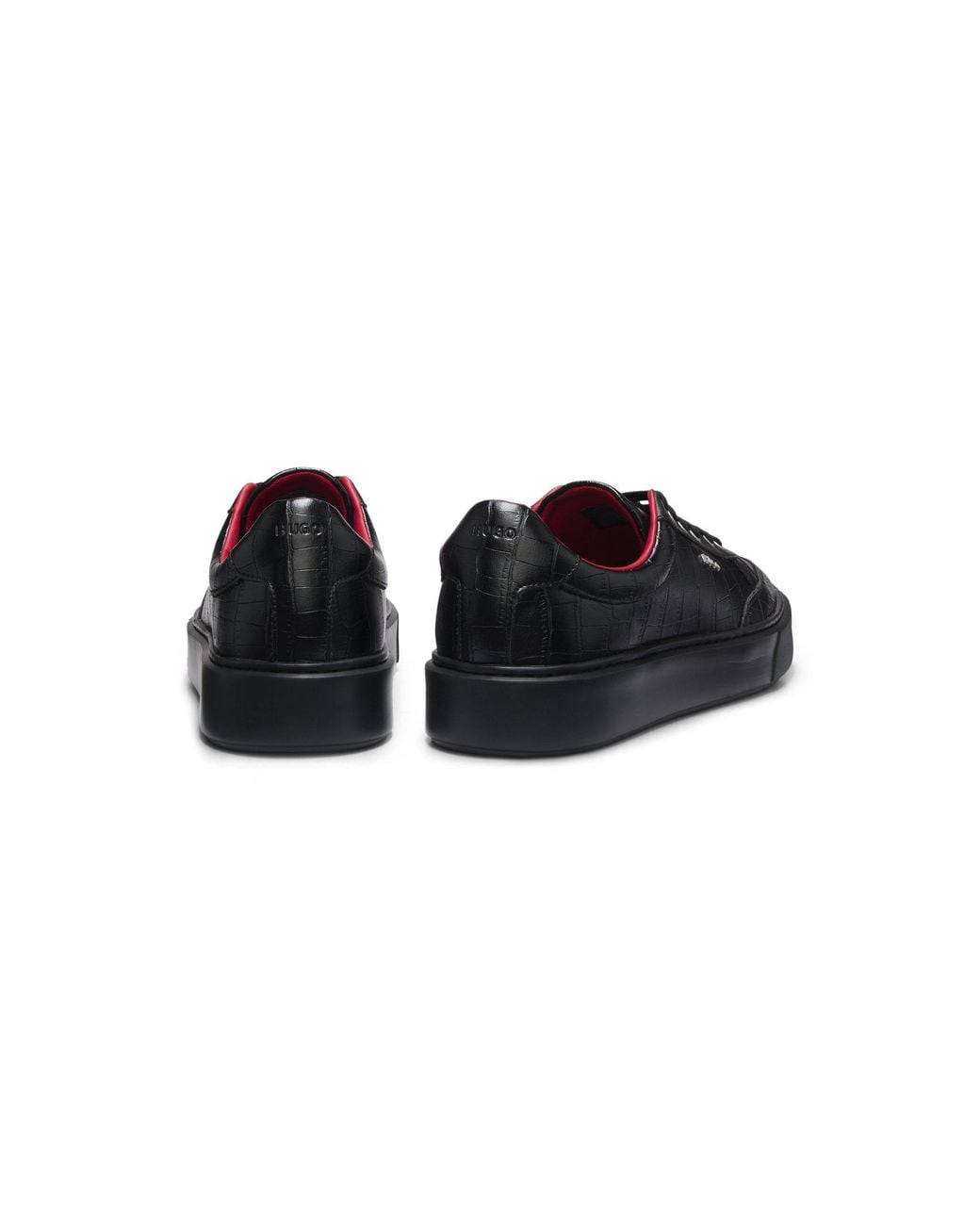HUGO Black Crocodile-Print Trainers for men
