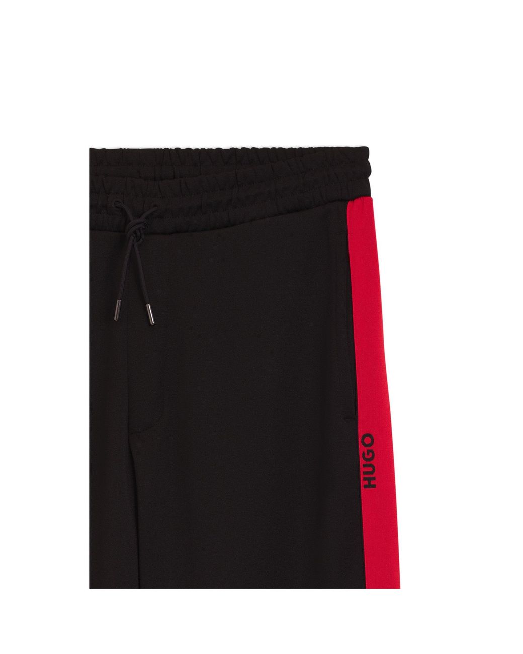 HUGO Black Relaxed-Fit Tracksuit Bottoms With Logo Tape for men