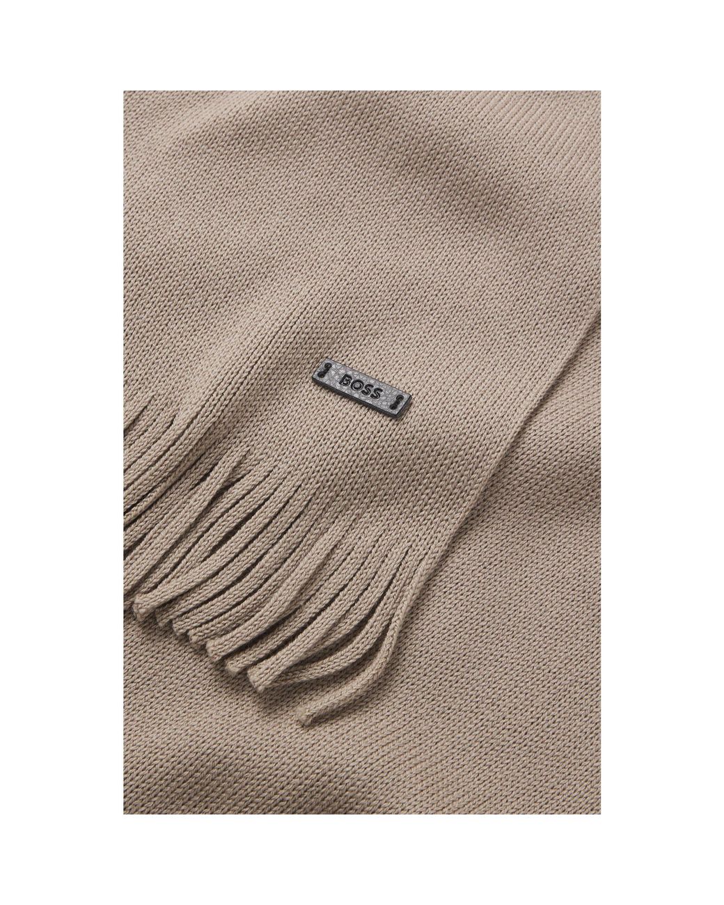 Boss Natural Knitted Scarf for men